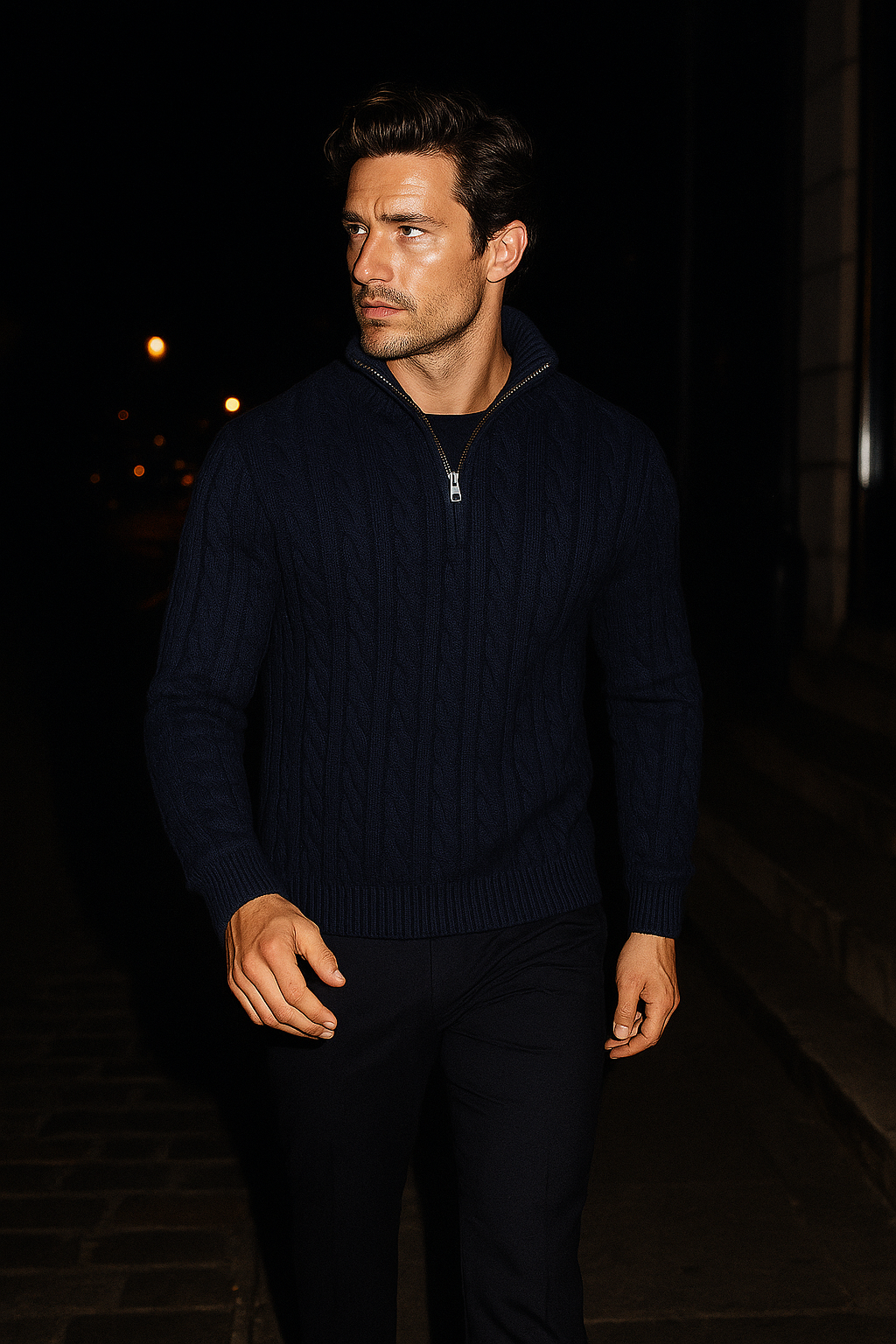 Medici Cable Knit Jumper Navy