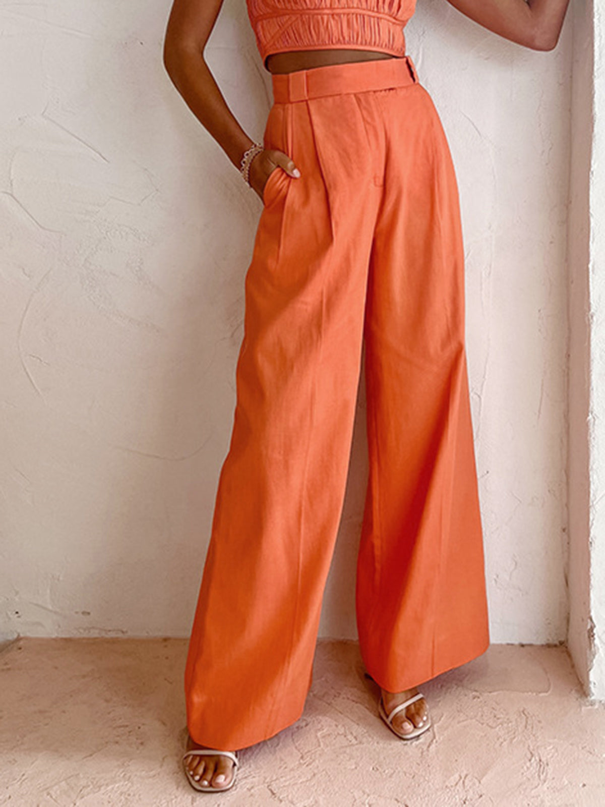 Aria - Linen Cotton Wide Leg Pants