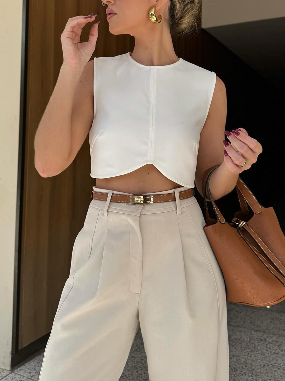 Harper - Pleated Cropped Pants