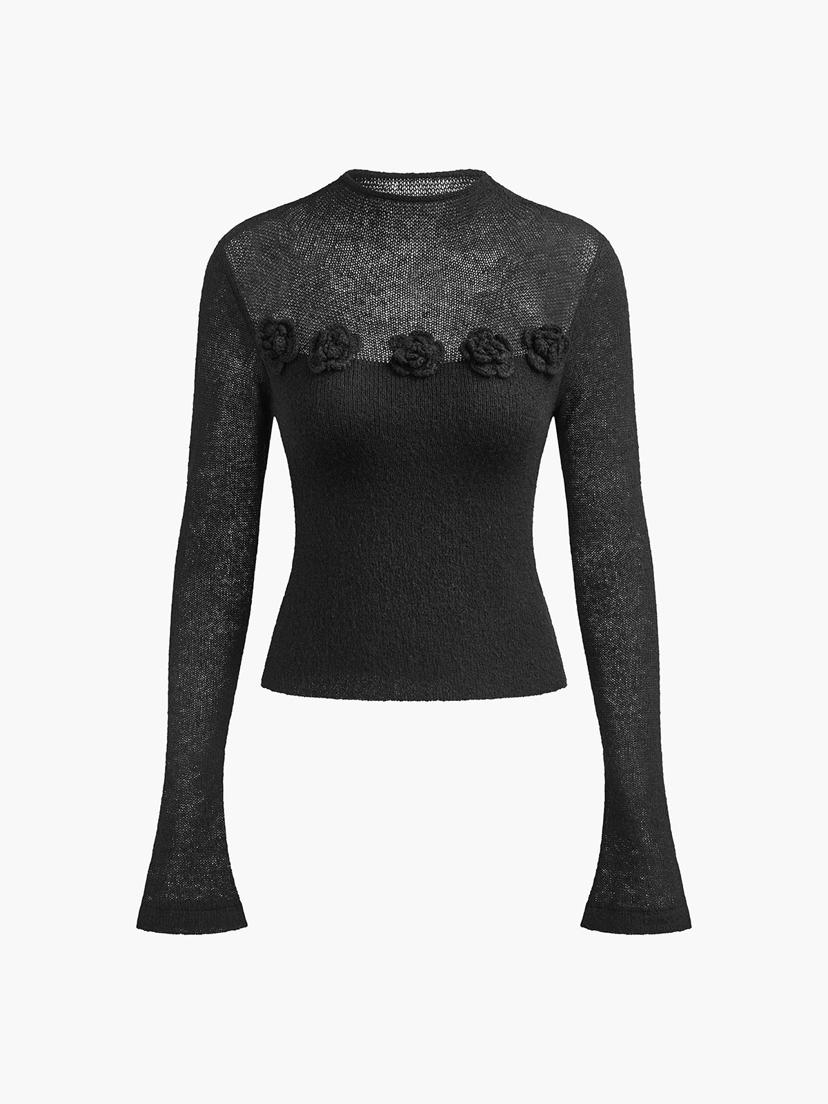 Grace - 3D Flower Panel Soft Knit Top