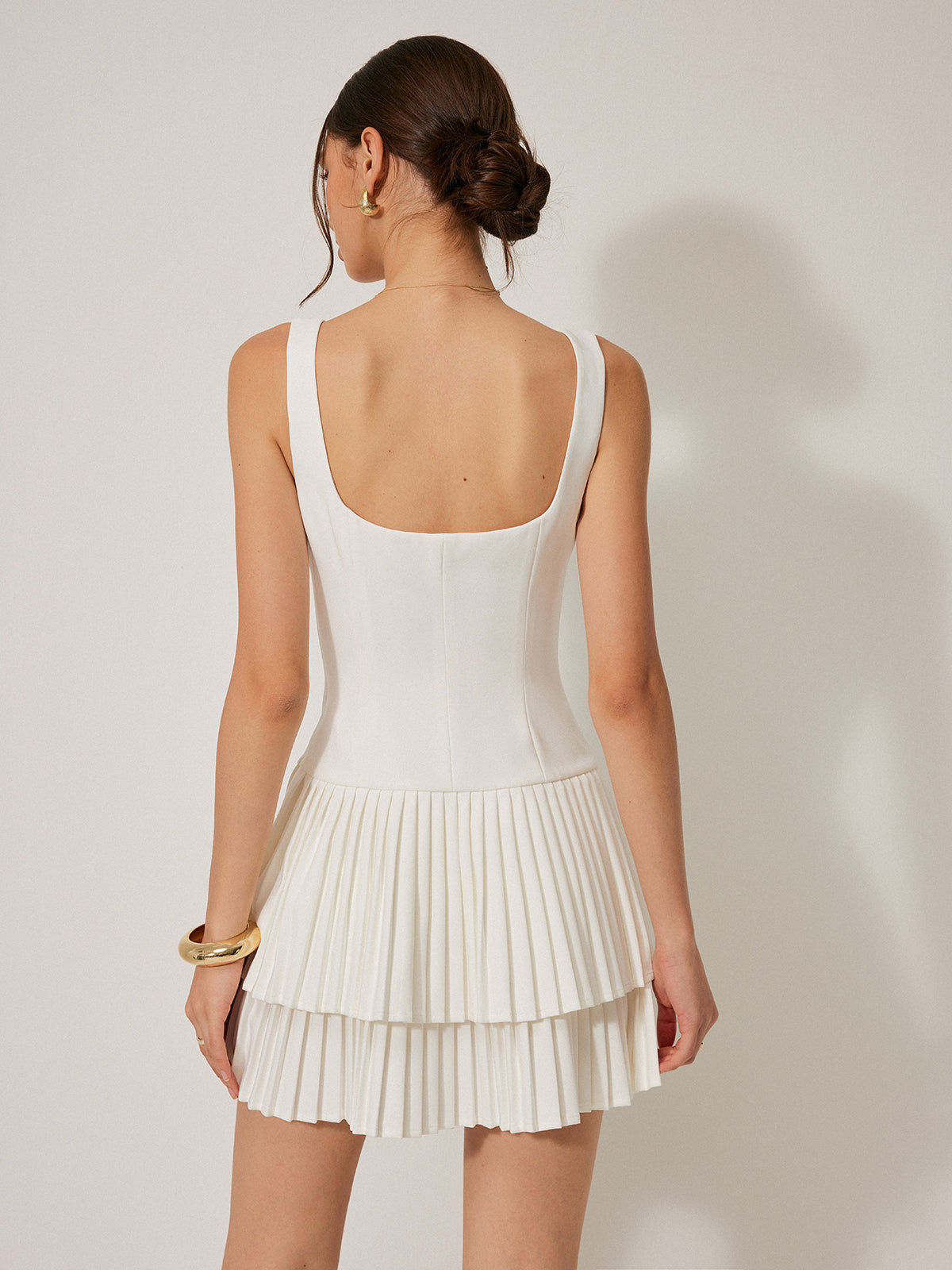Mila - Square Neck Pleated Dress