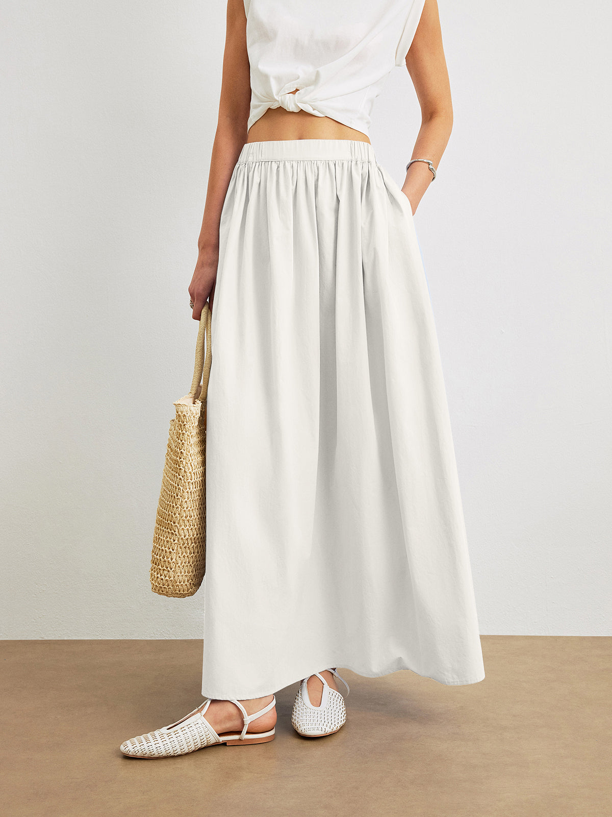 Evelyn - Cotton A-Line Skirt With Pockets
