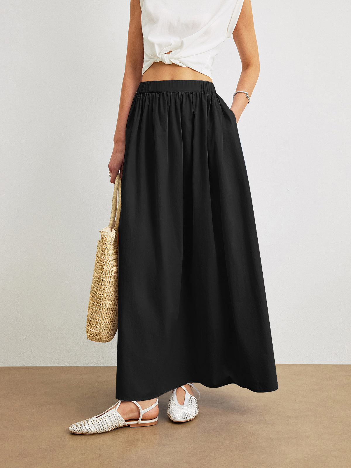 Evelyn - Cotton A-Line Skirt With Pockets
