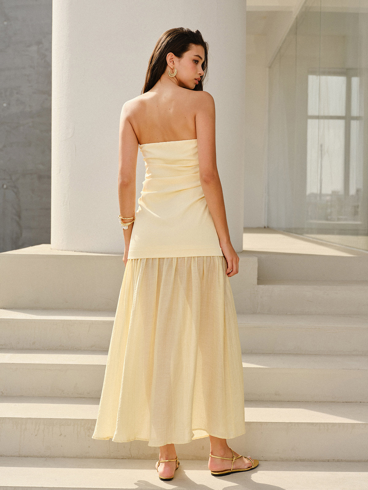 Sienna - Strapless Ruched Maxi Dress