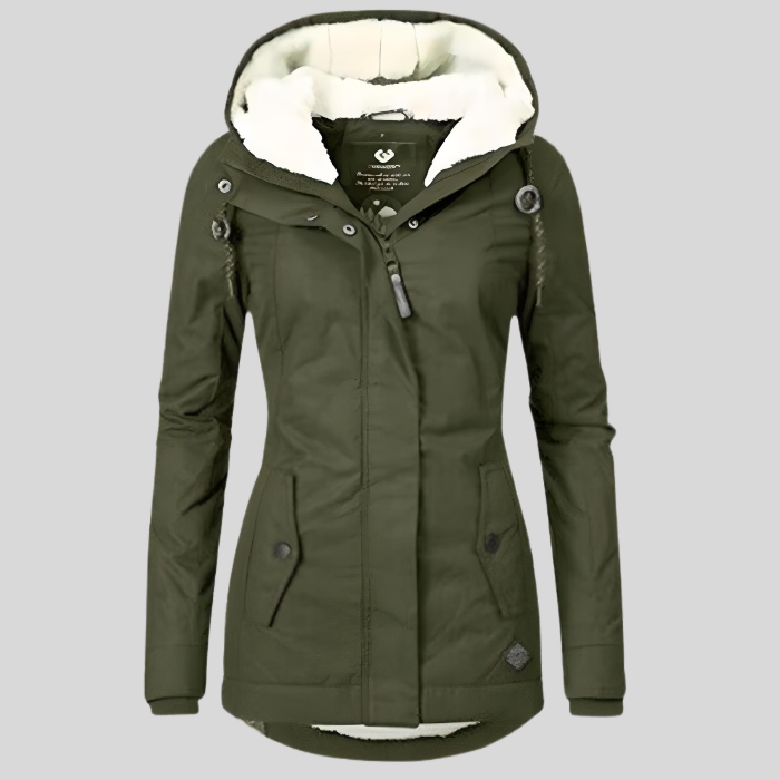 Alienor | Waterproof Long Hooded Jacket with Lining