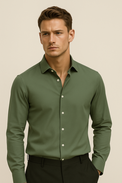 Firenze Cotton Shirt Olive Green