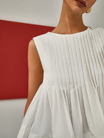 Stella - Pleated Peplum Sleeveless Blouse