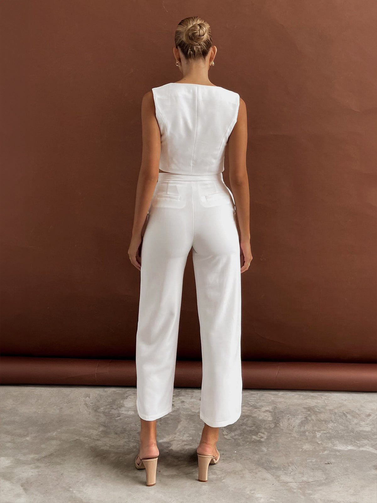 Audrey - Solid Asymmetrical Straight Leg Pants Set