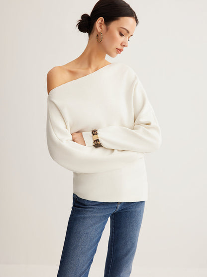 Ella - Wool-Blend Asymmetrical Neck Knit Top