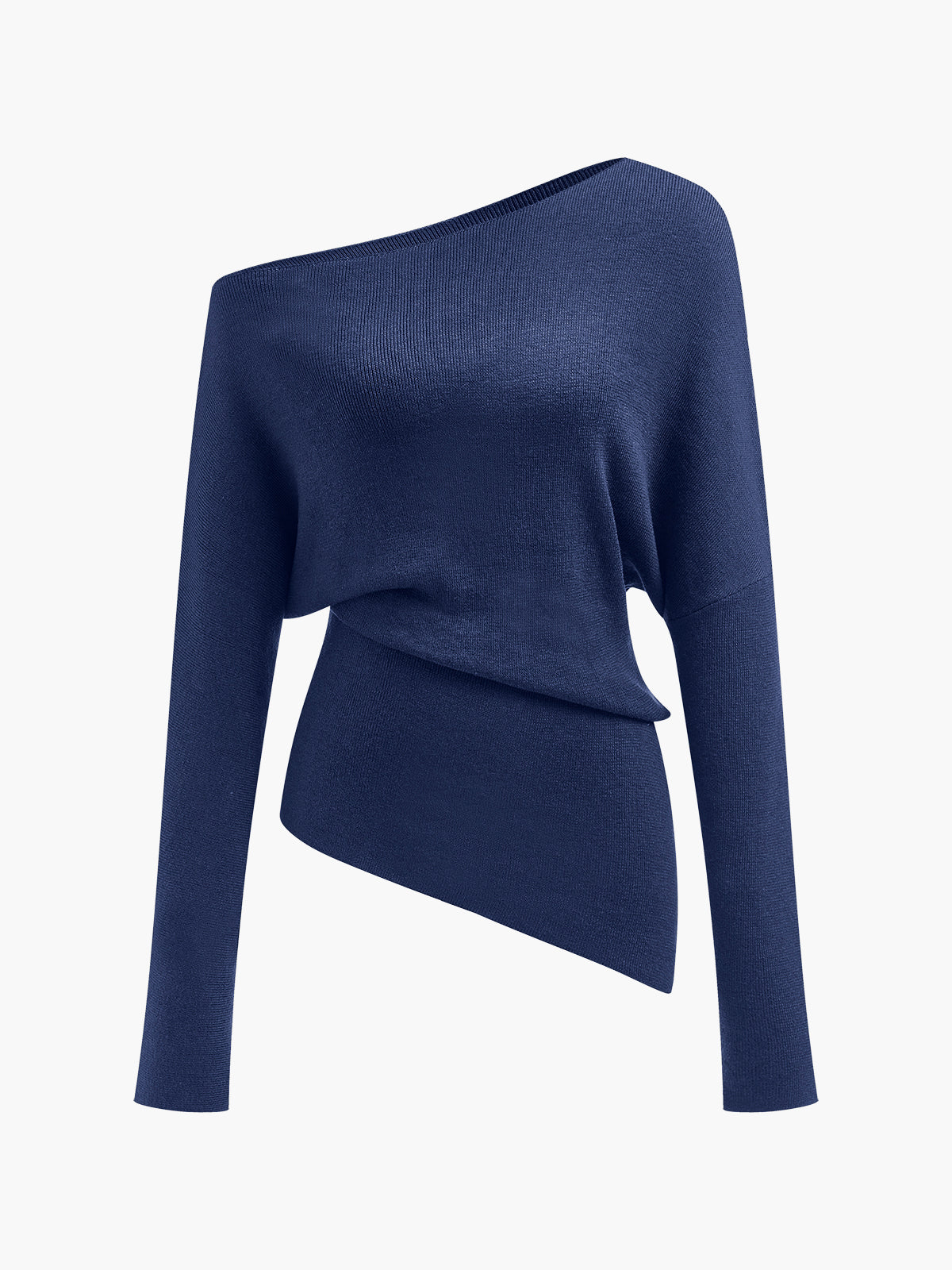 Ella - Wool-Blend Asymmetrical Neck Knit Top