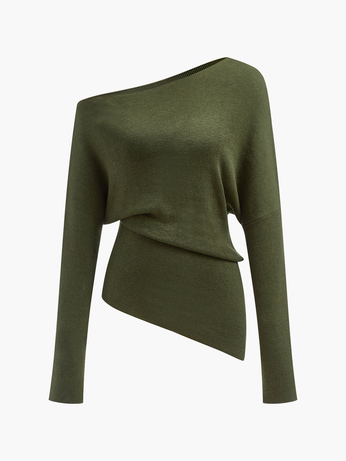 Ella - Wool-Blend Asymmetrical Neck Knit Top