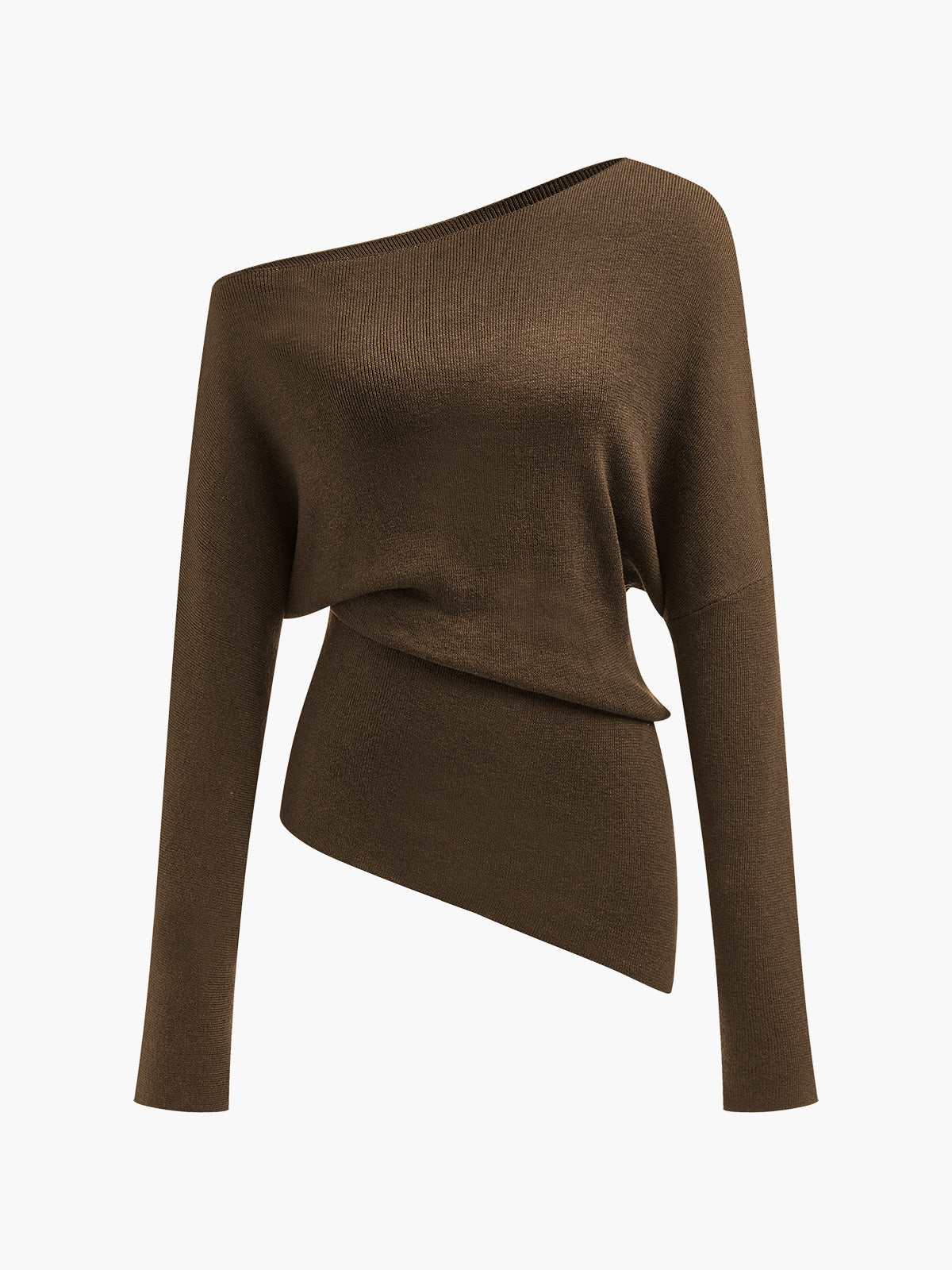Ella - Wool-Blend Asymmetrical Neck Knit Top