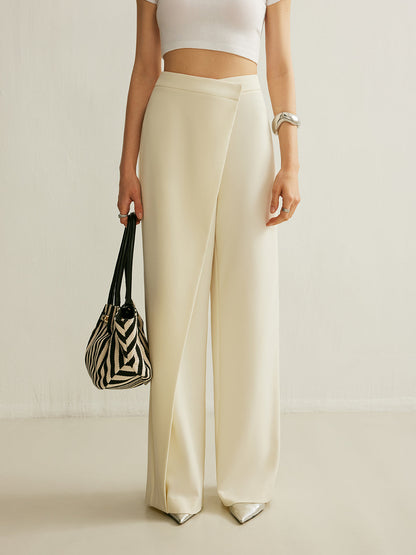 Abigail - Asymmetrical Cross Wrap High-Waist Pants