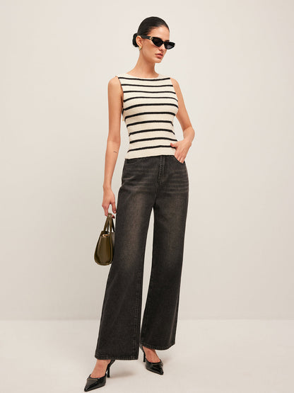 Layla - Bow Back Detail Striped Sweater Vest