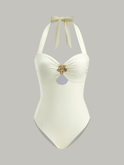 Amelia - Bow Tie Halter One-Piece Swimsuit