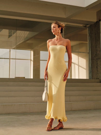 Natalie - Cold-Shoulder Knit Ruffle Dress