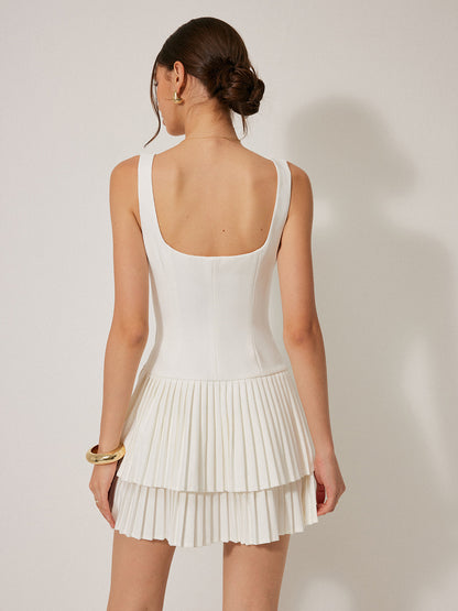 Mila - Square Neck Pleated Dress