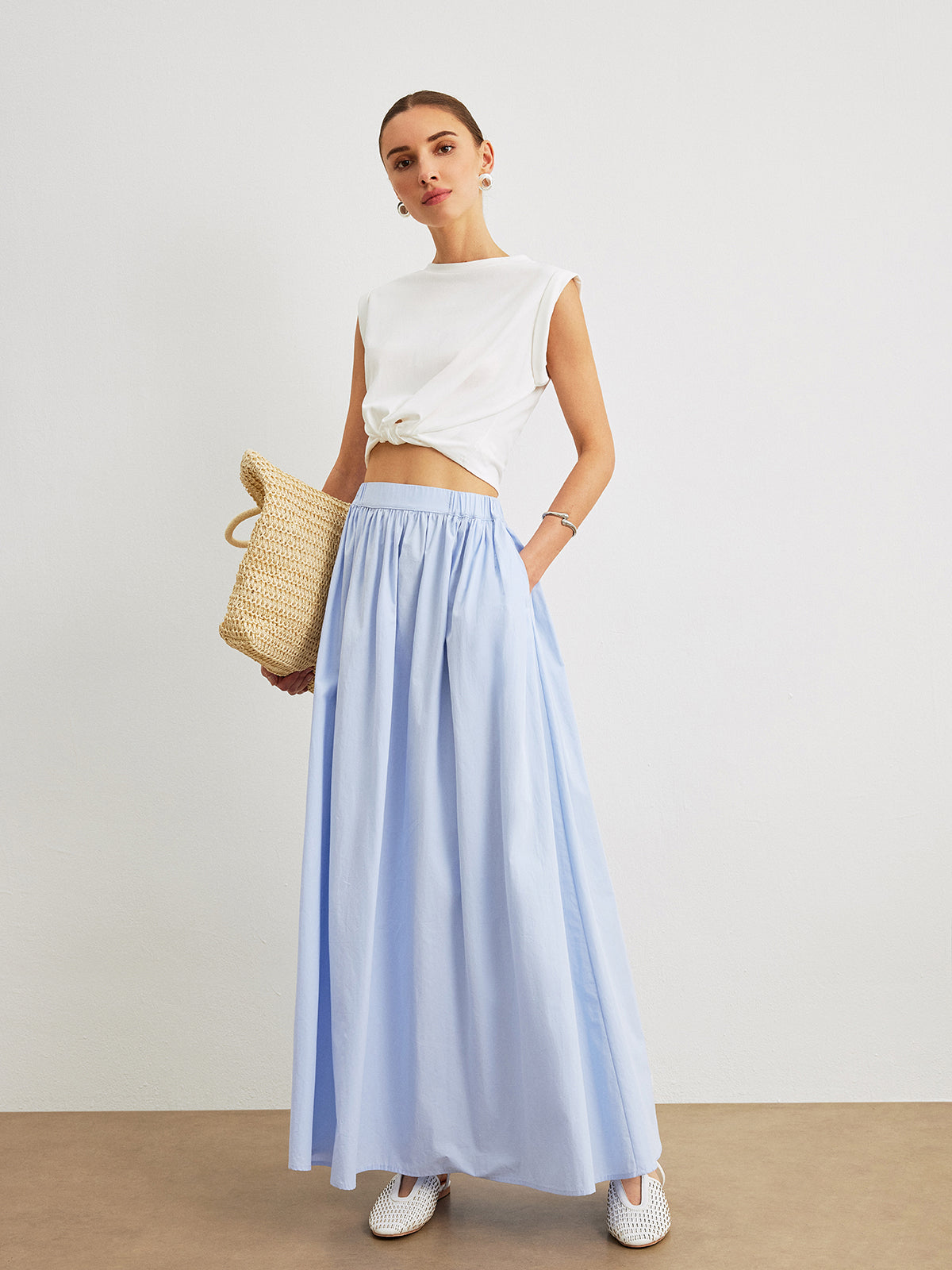 Evelyn - Cotton A-Line Skirt With Pockets