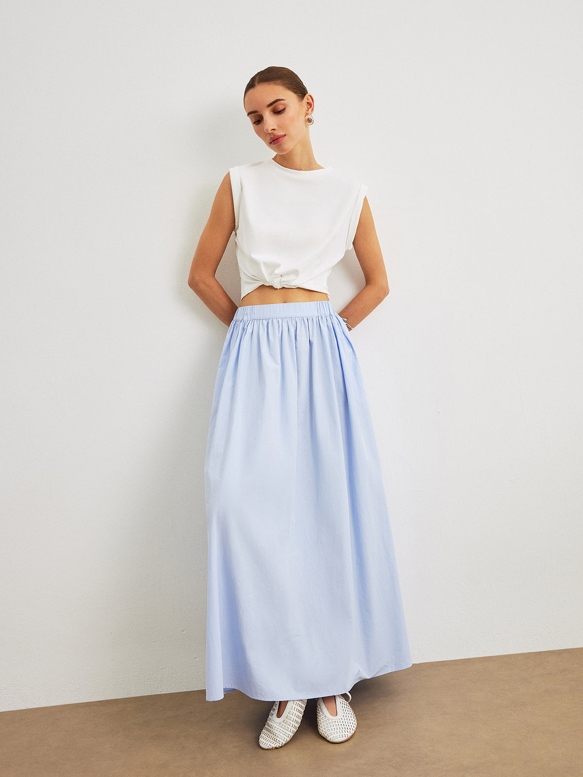 Evelyn - Cotton A-Line Skirt With Pockets