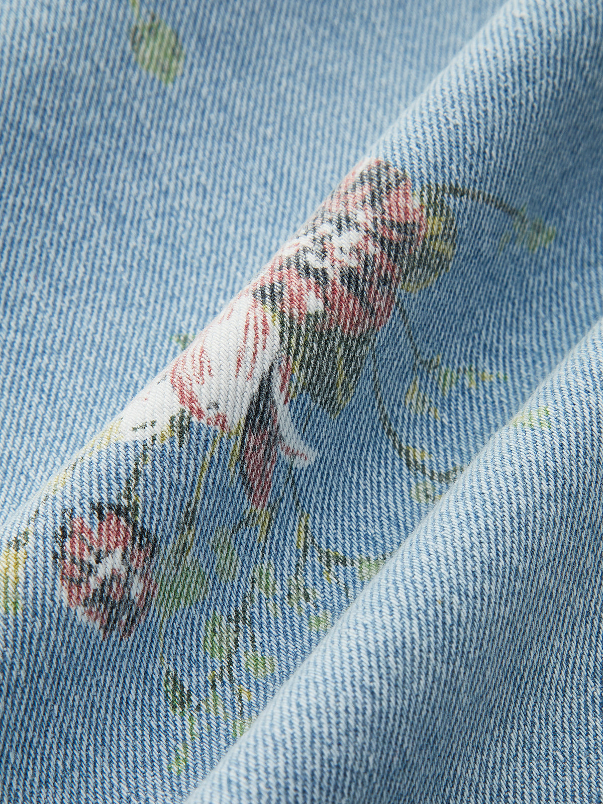 Claire - Floral Print Mid-Waist Denim Pants