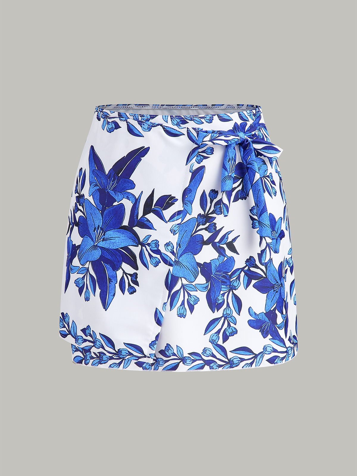 Olivia - Floral Print Back Tie One-Piece Swimsuit With Cover-Up Skirt