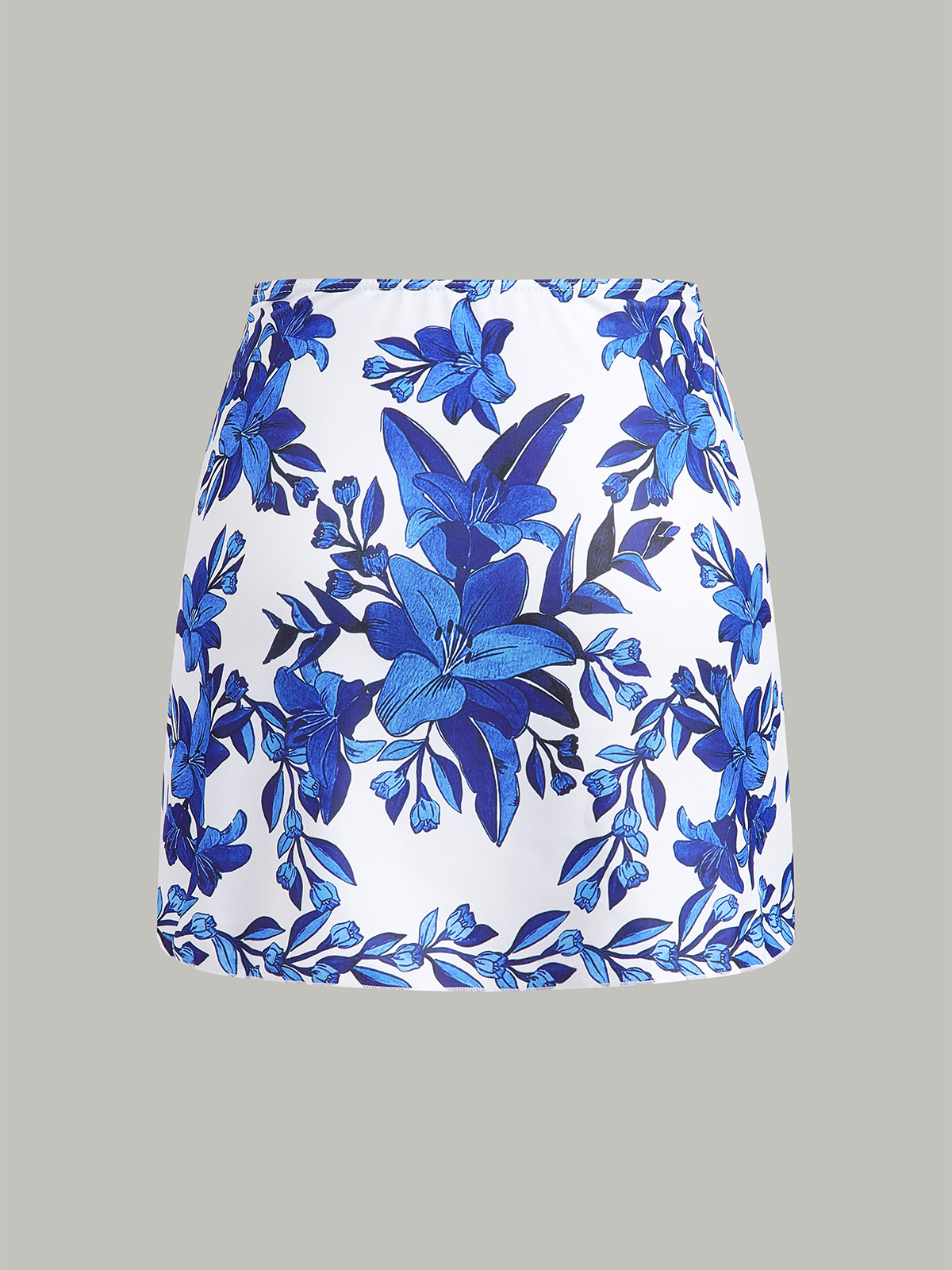 Olivia - Floral Print Back Tie One-Piece Swimsuit With Cover-Up Skirt