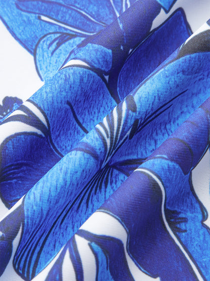 Olivia - Floral Print Back Tie One-Piece Swimsuit With Cover-Up Skirt