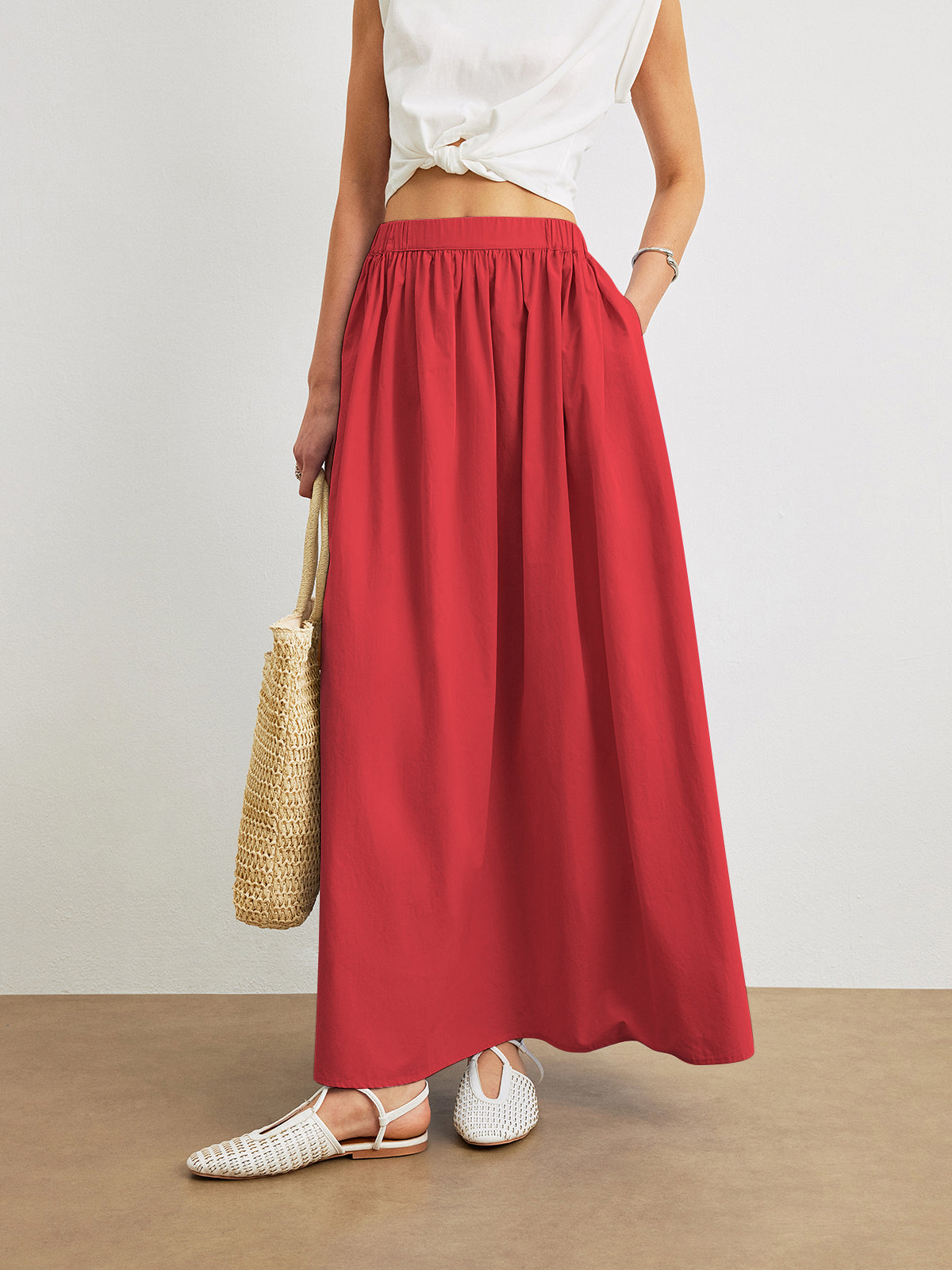 Evelyn - Cotton A-Line Skirt With Pockets