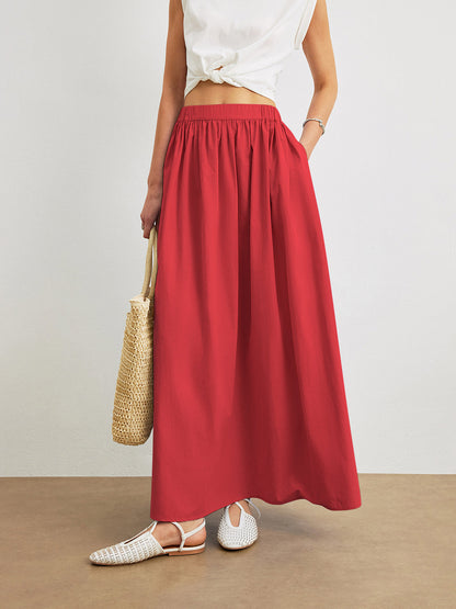 Evelyn - Cotton A-Line Skirt With Pockets