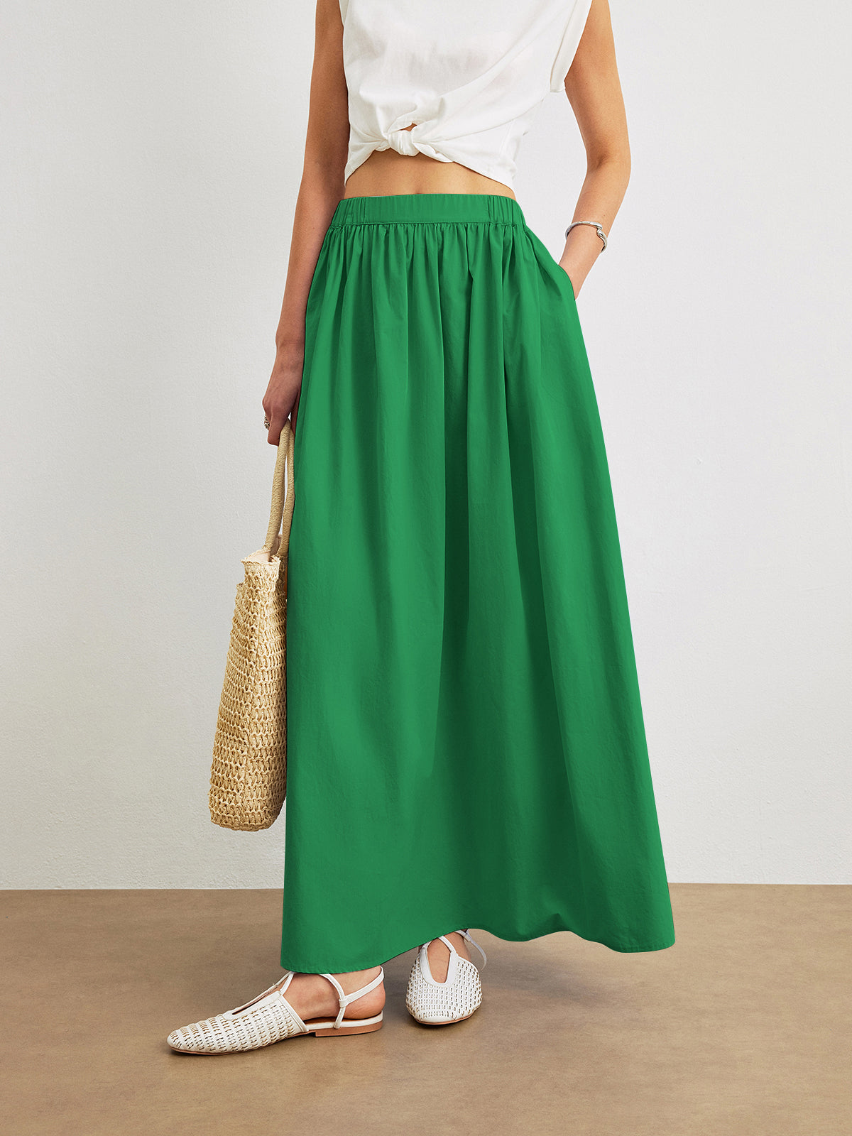 Evelyn - Cotton A-Line Skirt With Pockets