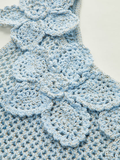 Scarlett - One-Shoulder Floral Crochet Knit Top